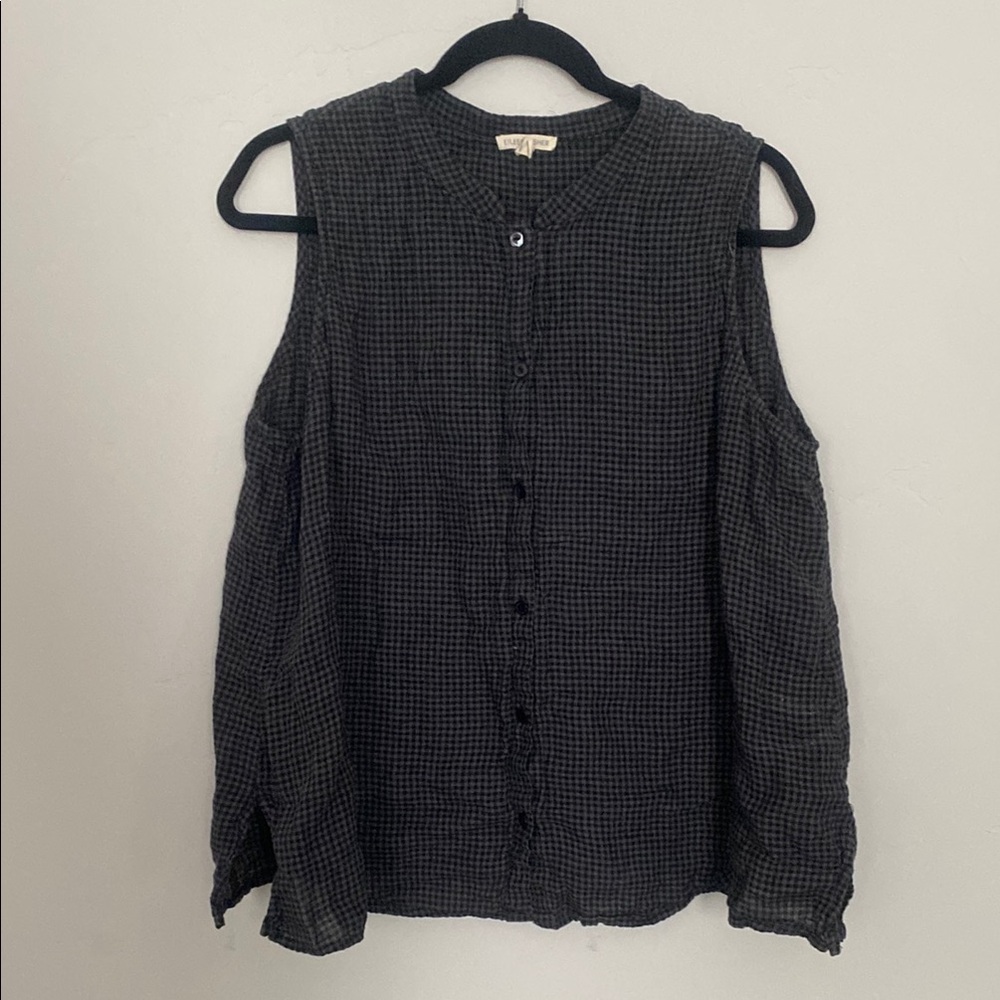 Eileen Fisher Black Linen Blouse
